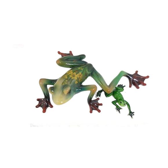 Vintage Frog Wall Climber Wall Art, 13" Long, Set of 2